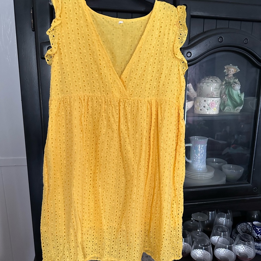 Women’s yellow eyelet mini dress